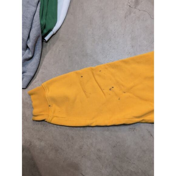 VTG Nike Center Swoosh Mens XXL Yellow Pullover Stained Gray Bar Tag - Picture 3 of 10